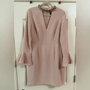 Vince Camuto Blush Pink Dress with Embellished Neckline